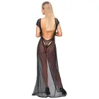 Cottelli PARTY длинное сетчатое платье с узором муар и боди-стрингами – чёрный – M — Фото 4