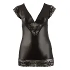 Cottelli Collection Wet Look Mini Dress with Lace Accents – Black – XL — Photo 5
