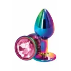 Rear Assets Multicolor Small Pink – chrome-plated aluminum intimate jewel – pink gem – small — Photo 2