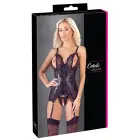 Cottelli Collection Basque S Matte Finish with Lace Details, Crotchless Thong – S – Black — Photo 1