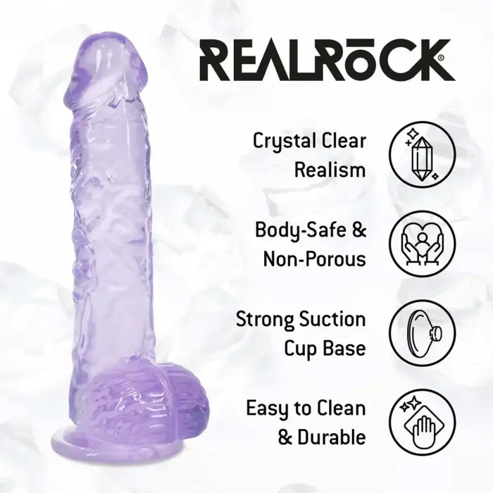 Reālistisks dildo ar sēkliniekiem – 12.7 cm (5″) – Violets Foto 6
