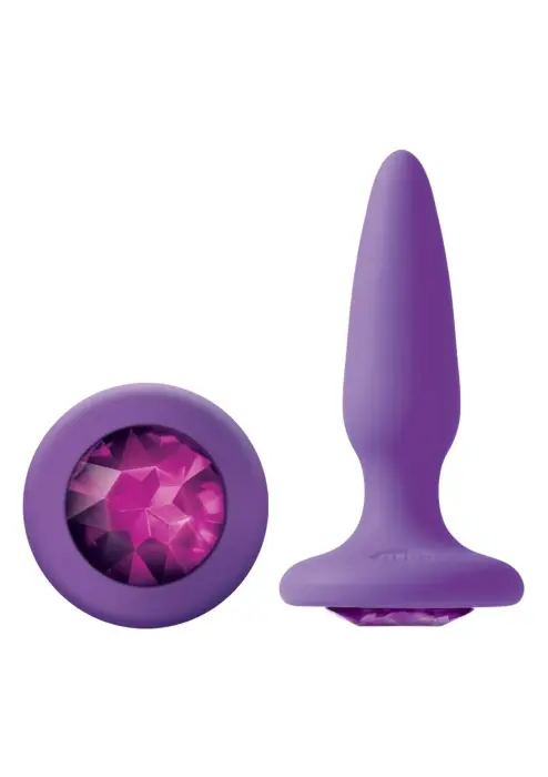 Glams Mini violets anālais spraudnis ar varavīksnes krāsu akmeni – XS