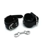 Black Leather Chain-Linked Cuffs — Photo 3