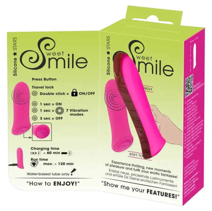 Sweet Smile Rechargeable Mini Vibrator – 8.5 cm (3.3″) – Pink Photo