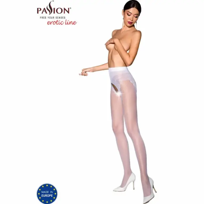 Passion TIOPEN 006 белые колготки 3/4 30 DEN – с декоративным вырезом