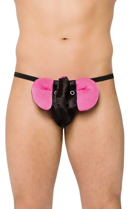 Thong with Elephant Detail – Black – S