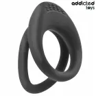 Addicted Toys Double Ring System silikoninis dvigubas žiedas – juodas – tekstūruota atrama 72 mm — Nuotrauka 5