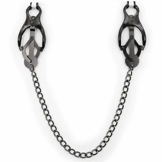 OHMAMA Adjustable Nipple Clamps with Black Metal Chain – Black