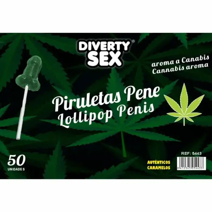 Diablo Goloso Cannabis Aroma Lollipops 50pcs Light Green Display Jar