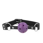 KINK дышащий кляп-шар 4cm фиолетовый – регулируемый ремешок с двойными заклепками 62.5cm — Фото 1