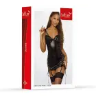 Elegant Dress and Thong Set with Lace-up Sides and Mesh Back – Black – M — Photo 3