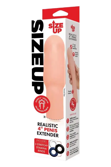 SIZE UP 4-inch reālistiska locekļa uzmava – miesas krāsa
