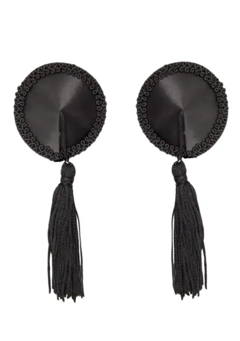 Satin Nipple Covers with Tassel – Black – One Size