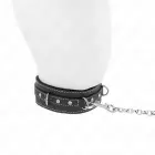 KINK PVC Leather Collar with Rhinestone Rivets 41.5x4cm + Leash 105cm – Black — Photo 4