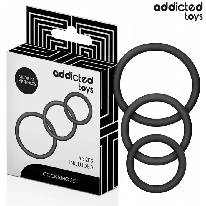 Addicted Toys silikoonist peenise võru komplekt, 3 suurust – must