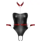 Cottelli BONDAGE bezlencu bodijs ar atvērtu starpkāju – melns/sarkans – S — Foto 10