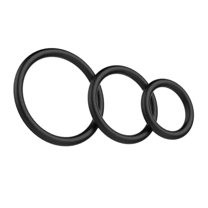 BAILE - Rubber Cock Rings Set (3 pcs) – Black
