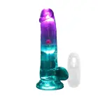 LED vibrējošs taisns vibrators ar bumbiņām – 15 cm – caurspīdīgs Foto 1