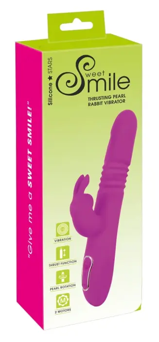 Sweet Smile Thrusting Pearl Rabbit Vibrator – 26 cm (10.5″) – Pink