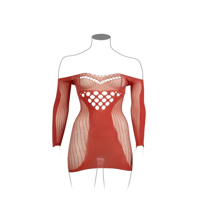 Garām piedurknēm tīkliņa mini kleita – Queen Size Foto 11