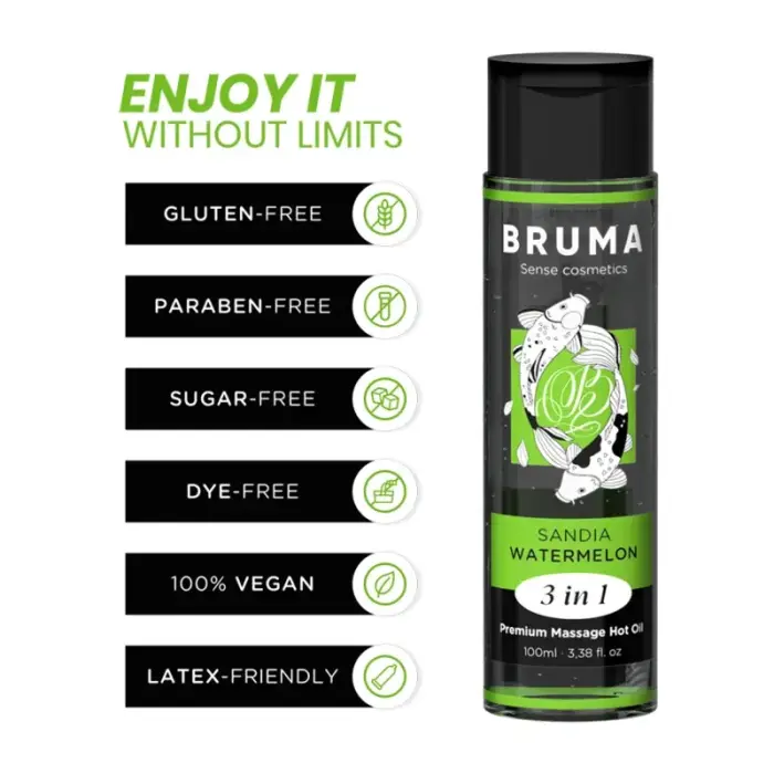 BRUMA Premium 3-in-1 согревающее арбузное массажное масло – 100 мл