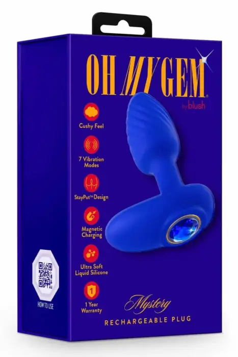 OH MY GEM Mystery Plug Sapphire – Vibrating Silicone Plug, 7 Modes