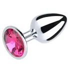 Silver Butt Plug with Pink Diamond – 8 cm – Pink — Photo 1