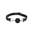 Ouch! Solid Ball Gag Adjustable Leather Strap – Black — Photo 6