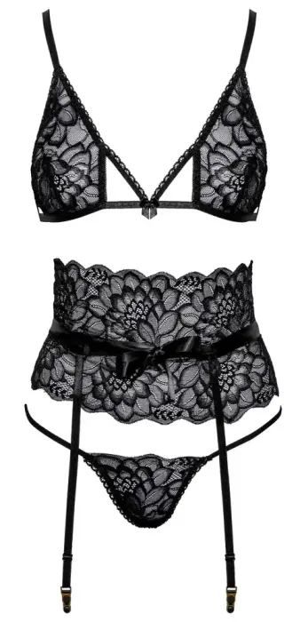 Kissable mežģīņu apakšveļas komplekts – melns – L/XL Foto 7