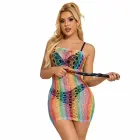 Subblime 952365 Rainbow Off-Shoulder Fishnet Dress – One Size — Photo 1