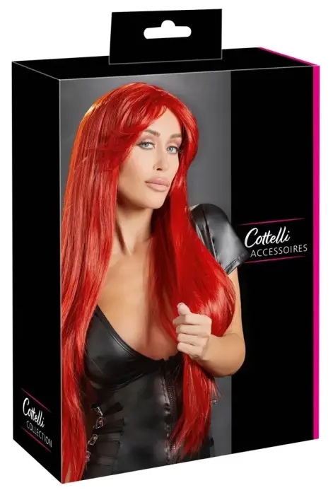 Cottelli Collection длинный прямой красный парик с регулируемой чёлкой 80см