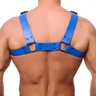 Red Leather Bulldog – genuine cowhide leather chest harness – blue – S/M — Photo 2