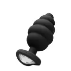 Ribbed Diamond Heart Anal Plug – L – Black — Photo 9