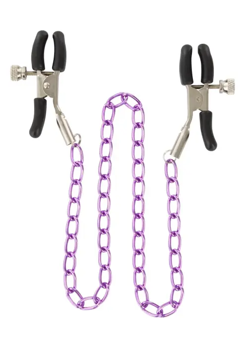 Stimulating Metal Nipple Clamps with Chain