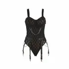 Subblime 9542277 Bodysuit with Decorative Chains & Garter Belt – Black – L/XL — Photo 7