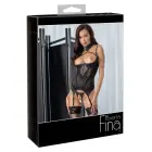 Abierta Fina Strapshemd Basque with Removable Chains and Crotchless String – Rose Gold – L — Photo 1