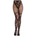 Dahlia Lace Tights with Net Thigh Detail – Black – One Size — Photo 1