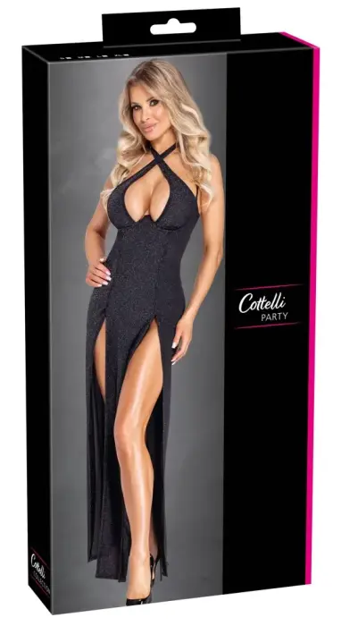 Cottelli PARTY длинное чёрное платье с блеском – L