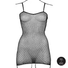 Короткое платье с сетчатым узором и бретелями – чёрное – One Size — Фото 8