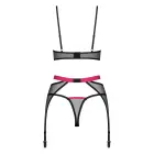 Obsessive Novenes 3-daļīgs apakšveļas komplekts – melns/rozā – XS/S — Foto 4