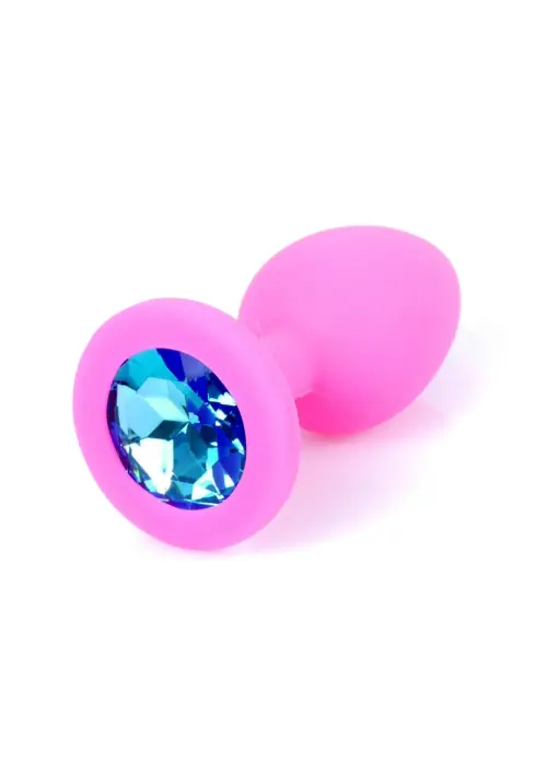 Plug-Jewellery розовая анальная пробка со светло-голубым бриллиантом – 7 cm (2.8″)