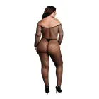 Сетчатое боди с открытой линией плеч и открытой промежностью – чёрный – Plus size — Фото 3