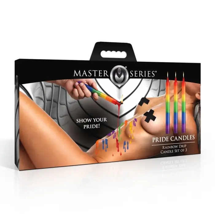 Pride rainbow drip candles for wax play – set of 3