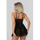 Christine Tina – nėrinių babydoll – A-sijono linija, permatoma viršutinė dalis – juodas – S/M — Nuotrauka 2