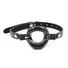 Black Faux Leather Panel Mouth Gag — Photo 1