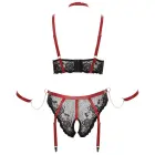 Cottelli BONDAGE PLUS комплект из удлинённого бюстгальтера и стрингов с подвязками, ошейником и наручниками – чёрный – 4XL — Фото 8