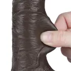 LoveToy Sliding Skin Dual Layer Dong – realistiškas dviejų sluoksnių dildo – TPE – juodas – 19 cm — Nuotrauka 5