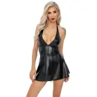 Noir Boudoir Stories eksklusiivne kleit halter-kaelusega – maonahkmuster/wet look – S — Foto 2