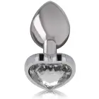INTENSE Aluminum Metal Plug M – White Heart Crystal – 8 cm – Silver — Photo 2