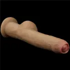 Love Toy kahekihiline silikoonist dildo käepidemega – 28 cm (11″) – Nahavärv — Foto 8